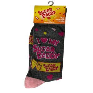 Sweet Caramel Candy Socks Gray Pink Crew Men’s 8-12 Fun Retro Gift Style